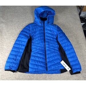 NWT Calvin Klein Performance Puffer Coat Blue/Black Hooded Mixed-Media Size XXL